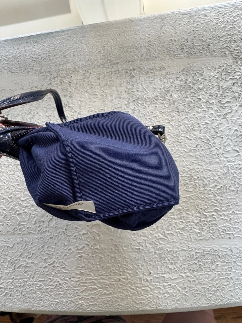 Coach Poppy Navy Plaid Wristlet with Glitter C